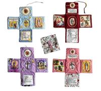 Handcrafted Pocket Devotional - Faith Edition, Pocket Shrine with Silver Cross Included Inside, Pocket Devotionals and Bookmarks, Daily Scriptures & Prayers, Saint Images for Men Women(ALL)