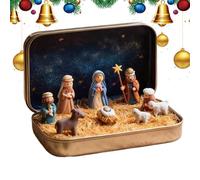 Handcrafted Pocket Nativity Scene Gift Tin | Portable Pocket Nativity Scene Decoration Set,Carry The Story Of Christmas With Resin Holy Family Sheep And Jesus Figurines For Friends