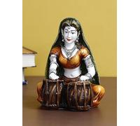 Handcrafted Polyresin Rajasthani Musician Women Statue Playing Tabla Musical Instrument Human Figurine Decorative Showpiece for Home, Living Room, Office - Gift for Women, Mother's Day