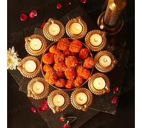 Handcrafted Purple Tree Diya Bowl, Traditional - Floating Flowers & Tea Light, DIY Gift for Diwali (Pack of 1), Gold