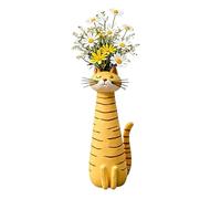 Handcrafted Quirky Cat Vase Modern Whimsical Resin Cat Flower Vase Creative Ornament Aesthetic Table Decor for Flowers/Accessories