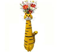 Handcrafted Quirky Cat Vase,Resin Vase For Flowers,Whimsical Kitty Planter For Small Flower,Tiny Animal Home Office Decor,Shelf Decor Desk Ornament Gift, For Cat Lovers(A)