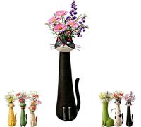 Handcrafted Quirky Cat Vase, Whimsical Ceramic Cat Flower Vase, Funny Cats Flower Vases Ornaments, Tiny Animal Home Office Decor for Desks and Bookshelves, For Cat Lovers and Home Decoration (C)