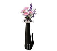 Handcrafted Quirky Cat Vase, Whimsical Ceramic Cat Flower Vase, Funny Cats Flower Vases Ornaments, Tiny Animal Home Office Decor for Desks & Bookshelves, Unique Gift for Cats Lovers (#B)