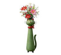 Handcrafted Quirky Cat Vase, Whimsical Ceramic Cat Flower Vase, Funny Cats Flower Vases Ornaments, Tiny Animal Home Office Decor for Desks & Bookshelves, Unique Gift for Cats Lovers (#D)