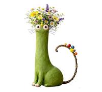 Handcrafted Quirky Cat Vase, Whimsical Ceramic Cat Flower Vase, Funny Cats Flower Vases Ornaments, Tiny Animal Home Office Decor for Desks & Bookshelves, Unique Gift for Cats Lovers (#C)
