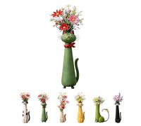 Handcrafted Quirky Cat Vase, Whimsical Plastic Cat Planter, Cute Decorative Cats Vases and Ornaments for Desks & Bookshelve, Tiny Animal Home Office Decor for Cats Lovers (#E)