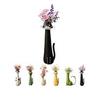 Handcrafted Quirky Cat Vase, Whimsical Plastic Cat Planter, Cute Decorative Cats Vases and Ornaments for Desks & Bookshelve, Tiny Animal Home Office Decor for Cats Lovers (#A)