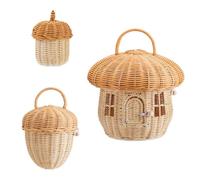 Handcrafted Rattan Basket Set (Large Mushroom, Medium Acorn, Small Pinecone) for Toy Storage, Outdoor Organizing & Home Décor