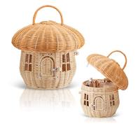 Handcrafted Rattan Mushroom-Shaped Basket for Toy Storage, Outdoor Organizing & Home Décor
