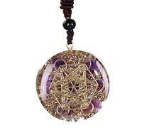 Handcrafted Resin Copper Crystal Pendant Necklace Round Stone Jewelry | Resin copper crystal pendant 60cm rope 3.5cm diameter 1cm thick for men women party casual fine