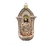 Handcrafted Resin Holy Water Font Wall Art Vintage Sacred Sculpture For Home Garden Religious Decor Resins Wall Hanging Font