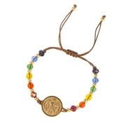 Handcrafted Retro Round Charm Multicolor Sparkling Crystal Beads Adjustable Wrist Chain Fashion Accessory Vintage Charm