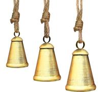 Handcrafted rustic Christmas bells made from vintage iron with jute rope for For Hanging, adding charm and festive sounds to decorations (Bronze bells)