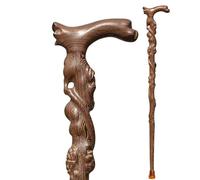 Handcrafted Scorched Handle, Wooden Walking Cane With Curved Handle Carving 70-92cm(Single Feet Base,92cm/36")