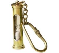 Handcrafted Solid Brass Hourglass Keychain - 3 Inch Keyring with 2 Inch Sand Timer - Vintage Nautical Gift for Men & Women - Steampunk Brass Key Holder