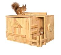 Handcrafted Solid Cedar Squirrel House with Porch - All-Season Shelter & Nesting Box for Squirrels & Chipmunks | Complete Easy-Mount Kit for Tree, Fence, or Pole | Natural Wildlife Backyard Habitat
