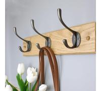 Handcrafted Solid Oak Coat Rack with Cast Iron Hooks 750mm - 5 Hooks