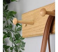 Handcrafted Solid Oak Coat Rack with Oak Shaker Pegs 450mm - 3 Hooks
