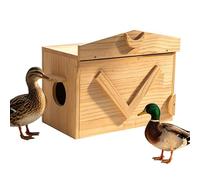 Handcrafted Solid Wood Duck House - Large Natural Outdoor Duck Nesting Box for Wood Ducks & Mergansers, Easy Pole Mounting Kit for Pond Wetland & Backyard