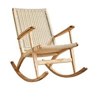 Handcrafted Solid Wood Rattan Rocking Chair for Indoor Use - Comfortable & Stylish Accent for Living Rooms, Studies, and Small Balconies