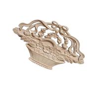 Handcrafted Sophisticated Wooden Engraved Floral Relief Panel for Wall Frame Improvement Rubberwood Construction Wood Carving Applique