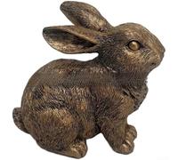 Handcrafted Spring Rabbit Statue in Resin with Vintage Bronze Effect for Table Shelf Mantel Living Room Decor (Style B)