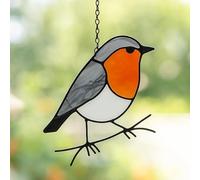 Handcrafted Stained Glass Robin Bird Suncatcher, Decorative Window Hanging
