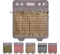 Handcrafted Stove Cover Cotton Oven Skirt for Rustic Kitchen - Tie Top Range Apron Decor 30x21.5 Inch(Khaki)