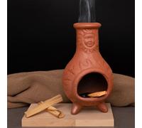 Handcrafted Terracotta Palo Santo Holder with Sun Face Design - Mini Chiminea Incense Burner for Sage & Copal - Thoughtful Gifts for Meditation, Yoga, Aromatherapy