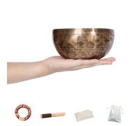 Handcrafted Tibetan Singing Bowl Set - Heavy-walled Full Moon Singing Bowl - Healing Instrument with Wooden Striker & Cushion (16cm)