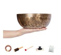 Handcrafted Tibetan Singing Bowl Set - Heavy-walled Full Moon Singing Bowl - Healing Instrument with Wooden Striker & Cushion (24cm)