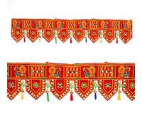 Handcrafted Toran Bandhanwar Door Wall Decorative Cloth Hanging for Festival, Traditional Indian Home Office Temple Pooja Décor Decoration and Gifting Size- 40 inches (Red - Bird Design)