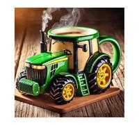 Handcrafted Tractor Coffee Mug,11 Ounces Semi-trailer Shaped Coffee Cup, Creative Gift for Farm and Truck Lovers, Vintage Farm Equipment Mugs, Driver Gifts For Drivers Men, Father's Day(Green2)