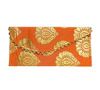 Handcrafted Traditional Money Holders - Elegant Gift Covers for Weddings, Anniversaries, and Festive Gifting (Orange)