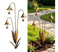 Handcrafted Triple Bluebells Garden Stake Weather-Resistant Alloy Wind Chime with Soft Sounds Outdoor Yard Decor for Lovers