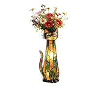 Handcrafted Wacky Cats Vases, Whimsical Flower Vases, Resin Kitten Sculpture Desktop Decorations Home Offices Decors Planter for Small Flower