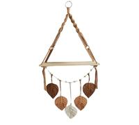 Handcrafted Wall Shelf for Plants Rustic Wooden Hanging Shelf with Woven Leaves Home Decor 40x14x90 cm Brown Ideal for Indoor Decoration