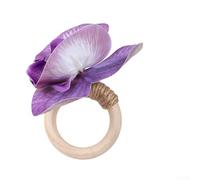 Handcrafted Wood Napkin Holder 5cm Diameter Floral(C) | Solid wood material, 5cm outer diameter, lightweight design, easy placement, white wine red purple orange