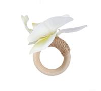 Handcrafted Wood Napkin Holder 5cm Floral Design | Handcrafted for orchid detail, rustic wood base, natural elegance, 12cm total size, fits standard napkins