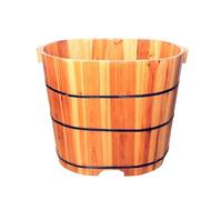 Handcrafted Wooden Bathtub, Solid Wood Soaking Spa Tub with Internal Bench, Thick Natural Design, Ideal for Family Use, 80CM Diameter Soaking Barrel