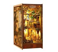 Handcrafted Wooden Book Nook Kit Ancient Han Dynasty Miniature Figures DIY Bookshelf Decor Unique Bookend Gift SL08