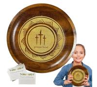 Handcrafted Wooden Bowl - Religious Prayer Cards, Distressed Timber with Scriptural Inserts, Devotional Vessel for Spiritual Gatherings, Christian Home Decor, Faith Reflection for Daily Usage