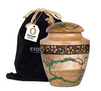 Handcrafted Wooden Cremation Urn for Ashes with Green Resin Thunderstorm Design & Artistic Bail - Memorial, Burial Urns for Female, Male and Child - Human Ashes Urn - Small (20lbs)