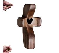 Handcrafted Wooden Cross My Heart, Wooden Cross Fidget, Intertwined Hearts Wooden Cross, Encouragement Gift Wood Cross Fidget, Smooth Pocket Cross for Children, Adults (1Pcs)