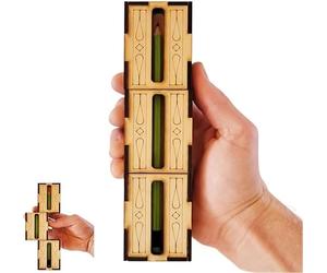 Handcrafted Wooden DIY Magic Set, Funny Handcrafted Wooden Magic Tool - DIY Magic Set, Magic Pencil Box, Sword Through Finger Magic Trick, Key Through Coin Magic (C)