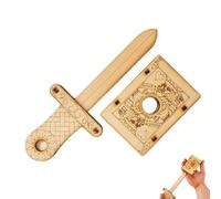 Handcrafted Wooden DIY Magic Set,Magic Pencil Box,Sword Through Finger Magic Trick,Key Through Coin Magical Tricks,Easy Funny Prank Magic Gift for Adult,Kid,Beginner Magician(#a)