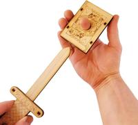 Handcrafted Wooden DIY Magic Set,Magic Trick Pencil Box,Sword Through Finger Magic Trick,Key Through Coin Magic with DIY Magic Pencil Box & Key Through Coin Set for Kids and Adults (Wooden Sword)