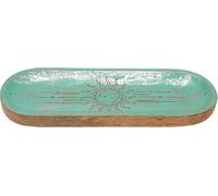 Handcrafted Wooden Incense Holder Inlay with Boat Shape Design Agarbatti Dhoop Stand Spiritual Sun and Moon Design Indian Traditional Festival Home Décor Meditation Pooja Use (Blue)(Size :-11"X4")