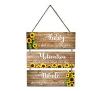 Handcrafted Wooden Inspirational Plaques Ability Motivation Attitude Hanging Sign for Modern Offices and Home Decoration Offices Wooden Wall Hanging Sign